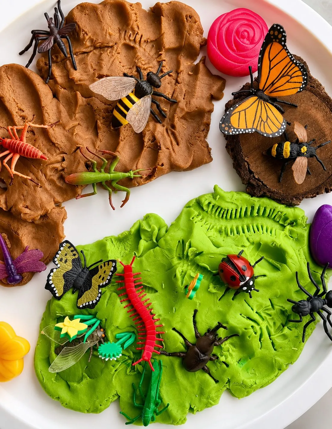 Sensory play with clay and insects